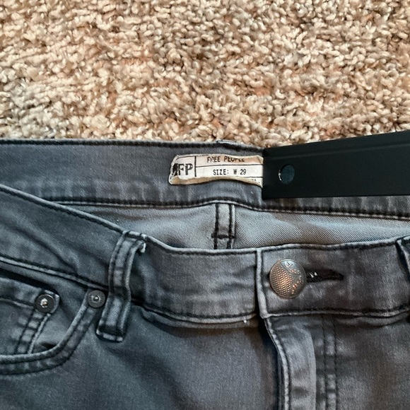 Free People Black Wash Wide Leg Crop Jeans Size 29 - Picture 3 of 6